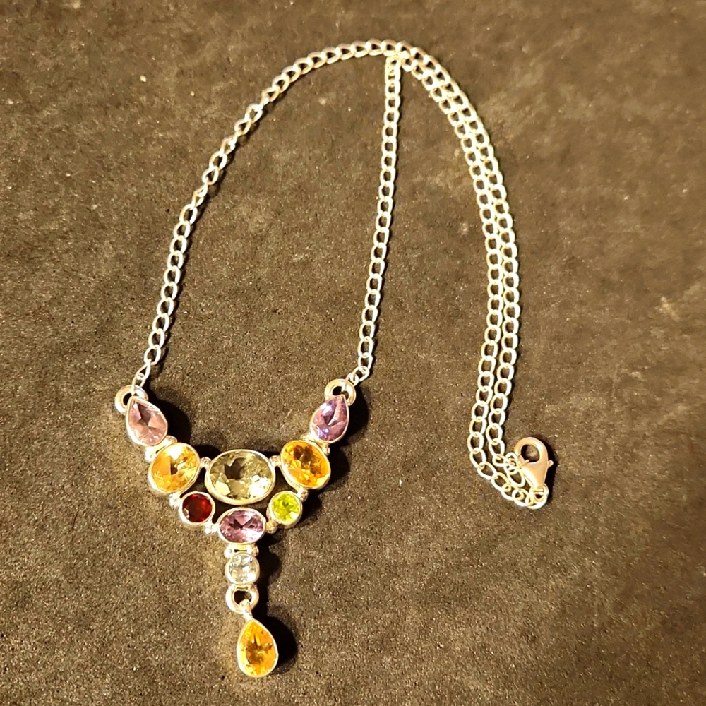 Multigemstone & Sterling Necklace